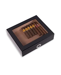 Bey-Berk "Carbon Fiber" Cedar-Lined Humidor with Hygrometer and Humistat