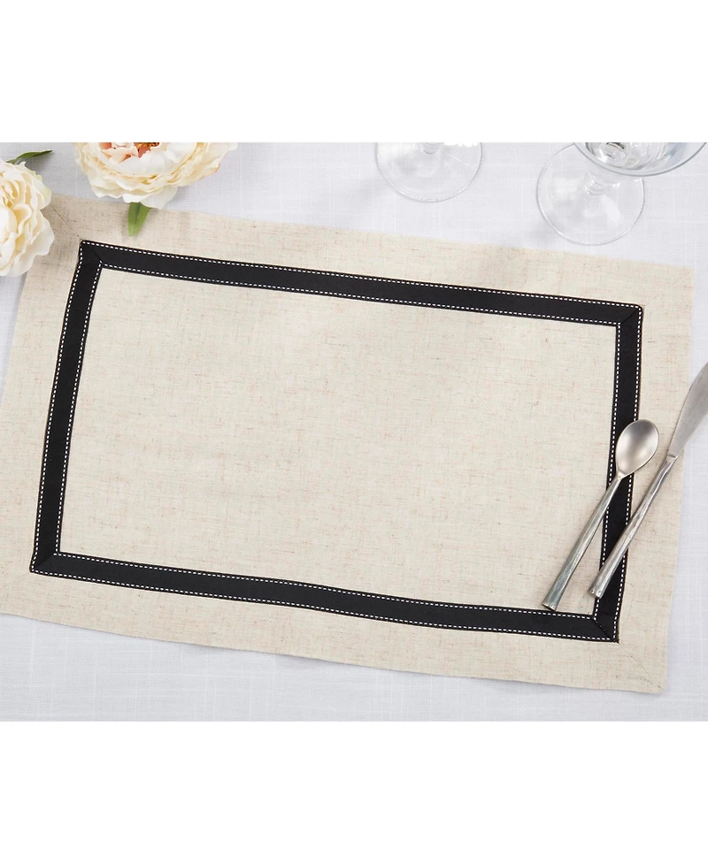 Saro Lifestyle Grosgrain Accent Placemat Set of 4, 14"x20"