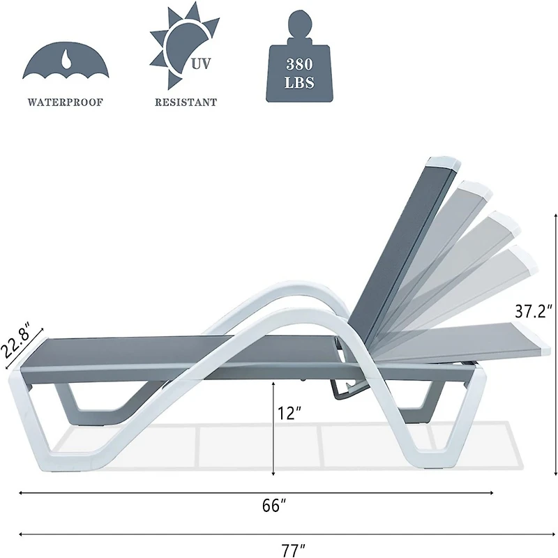 Streamdale Aluminum Adjustable Pool Chaise Lounge Set