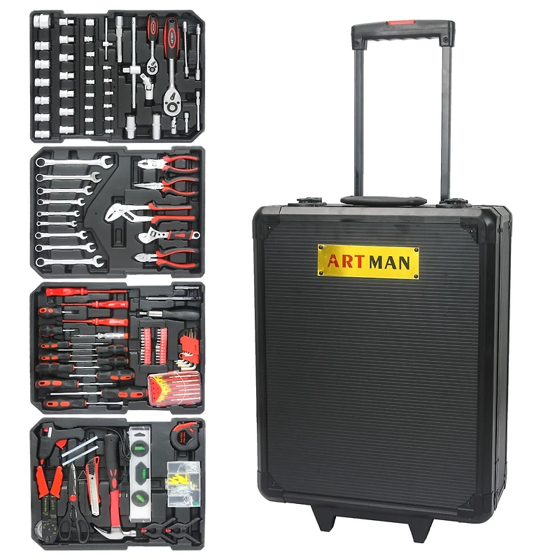 Streamdale Hand Tool Box With 4 Layers Of Toolset And Wheels