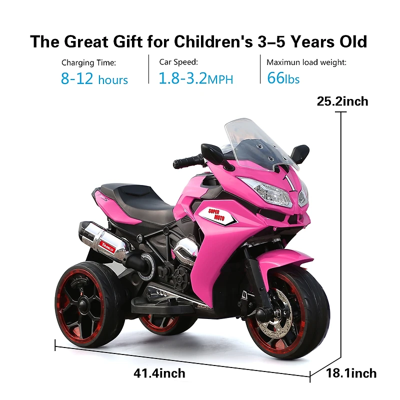 Streamdale Furniture Kids Electric Motorcycle with Light Wheels