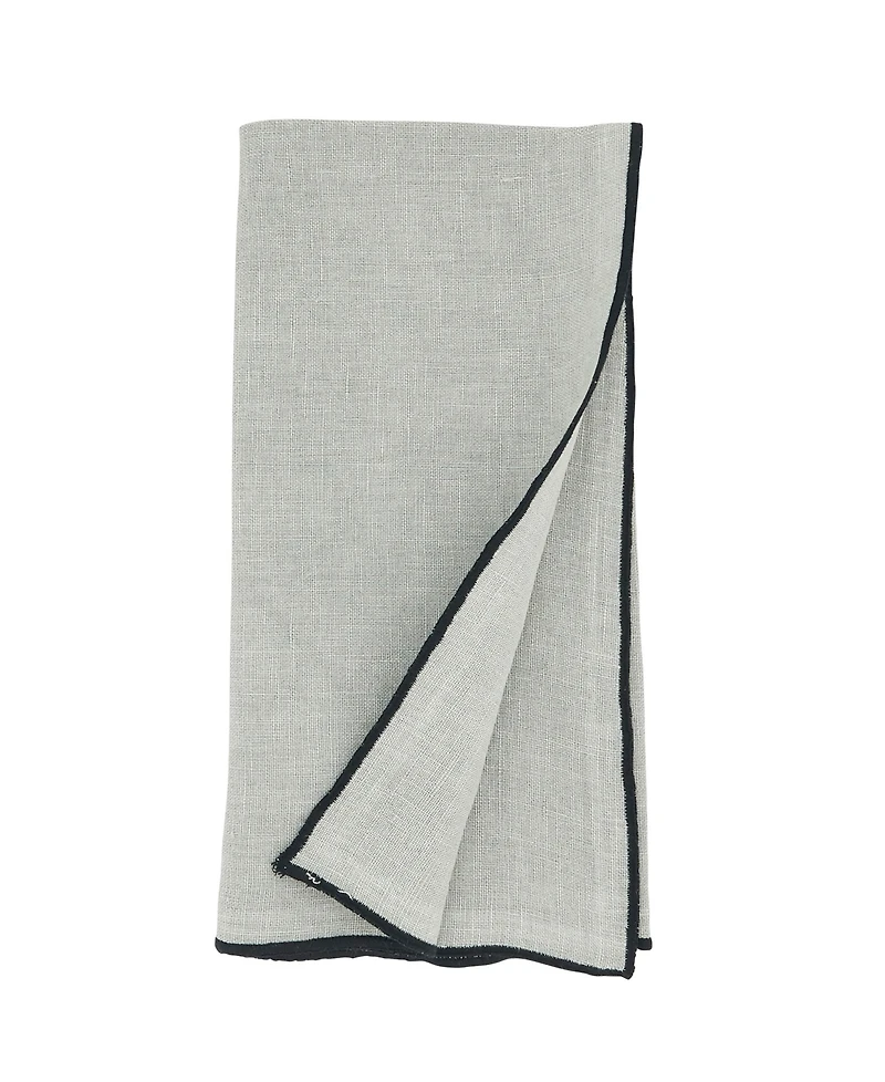Saro Lifestyle Stonewashed Stitch Border Table Napkins Set of 4,20"x20"