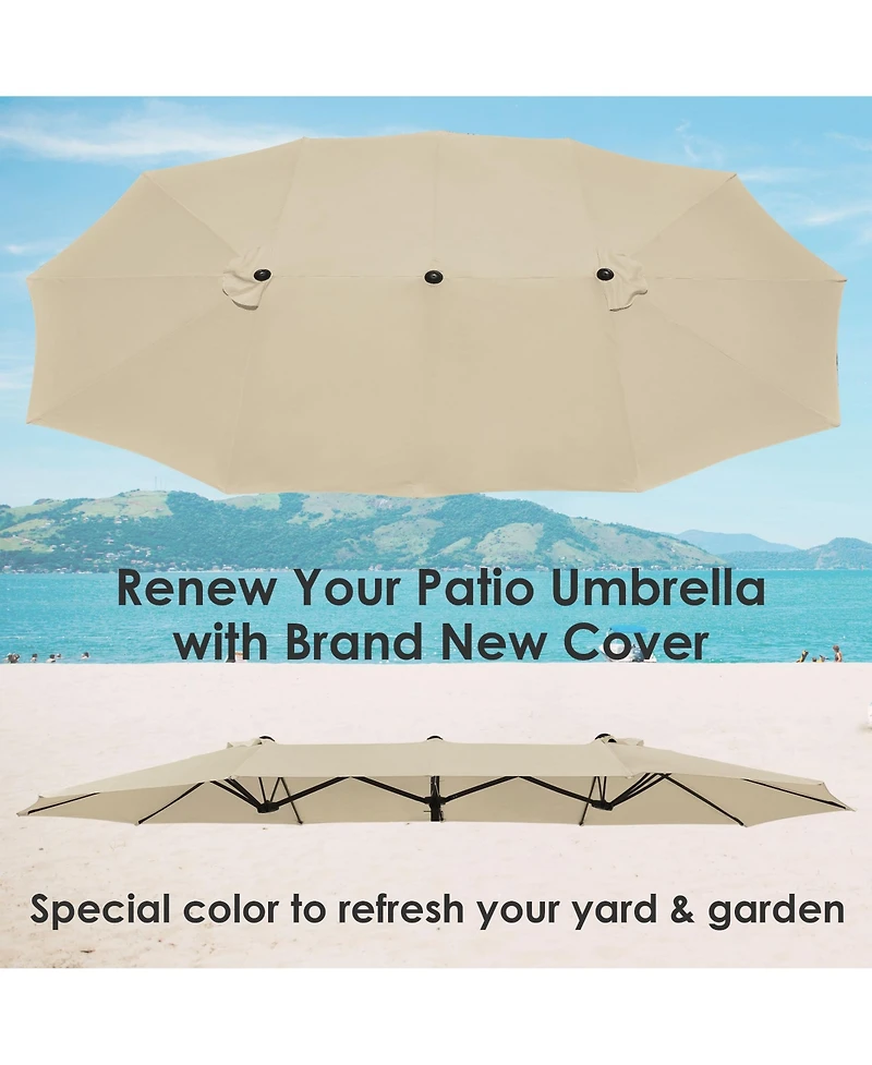 Yescom 14 Ft Replacement Canopy for 12 Rib Double Sided Patio Umbrella Market Table Top Outdoor Backyard Pool Restaurant
