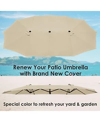 Yescom 14 Ft Replacement Canopy for 12 Rib Double Sided Patio Umbrella Market Table Top Outdoor Backyard Pool Restaurant