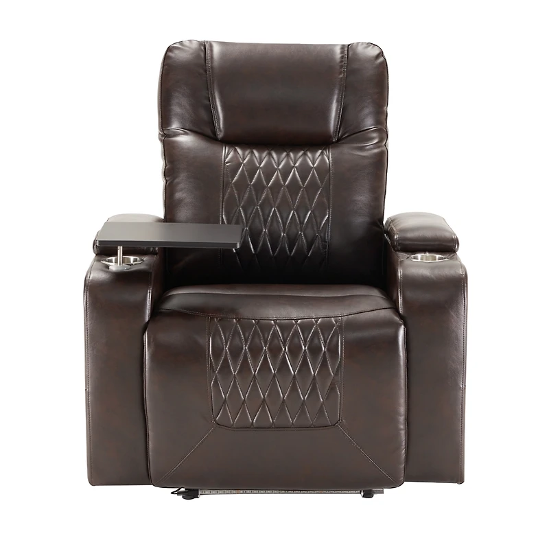 Streamdale Brown Power Motion Recliner with Usb Charging and Storage
