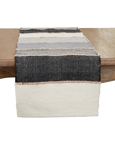 Saro Lifestyle Jute Accent Stripe Table Runner, 16"x72"