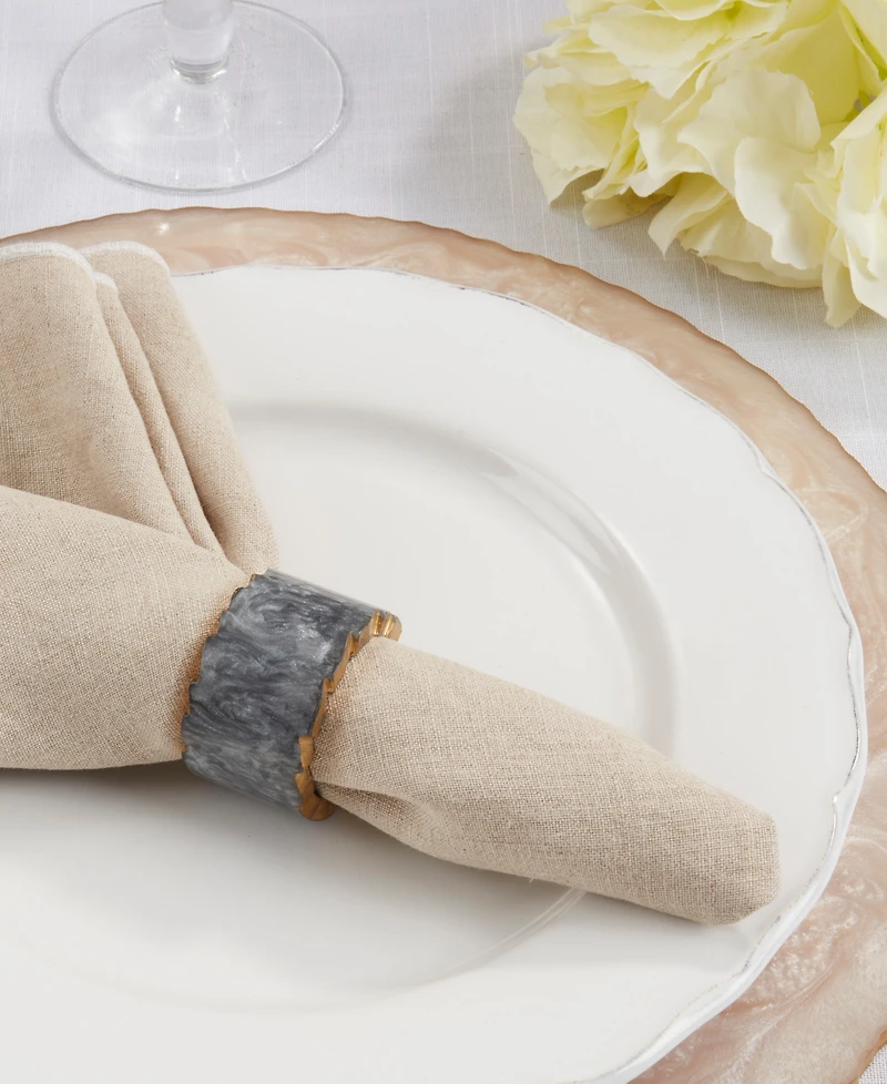Saro Lifestyle Resin Artistry Napkin Ring Set of 4