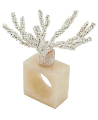 Saro Lifestyle Coral Breeze Beaded Resin Napkin Ring Set of 4,
