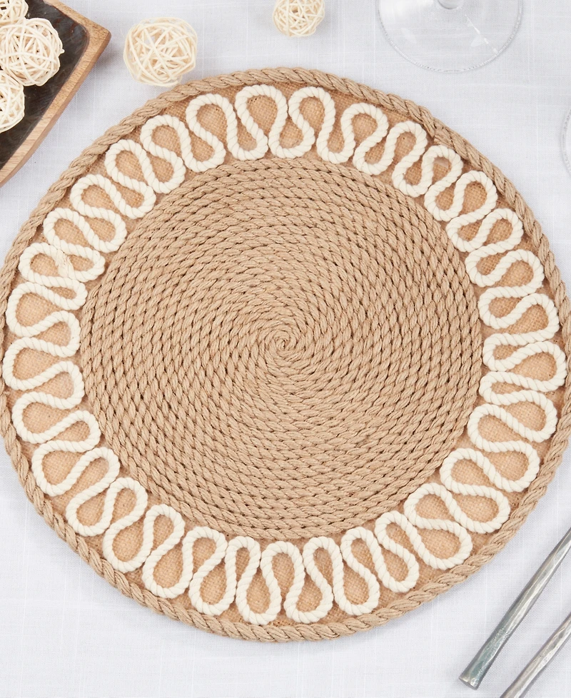 Saro Lifestyle Rustic Rope Weave Placemat Set of 4,12"x12"