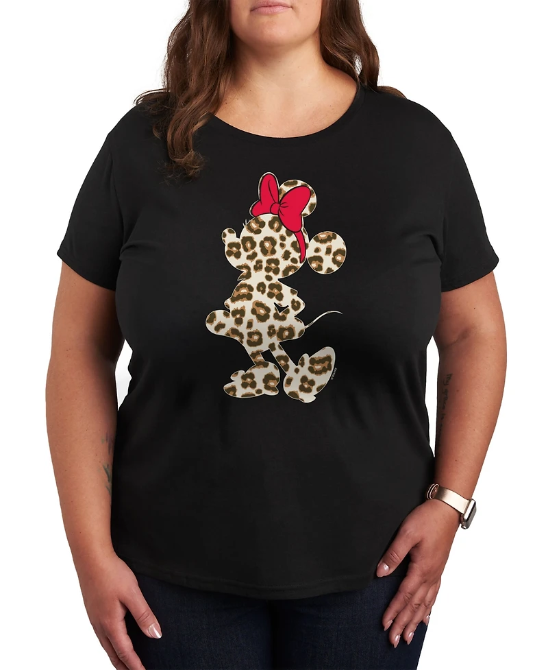 Hybrid Apparel Trendy Plus Minnie Mouse Cheetah Silhouette Graphic T-Shirt