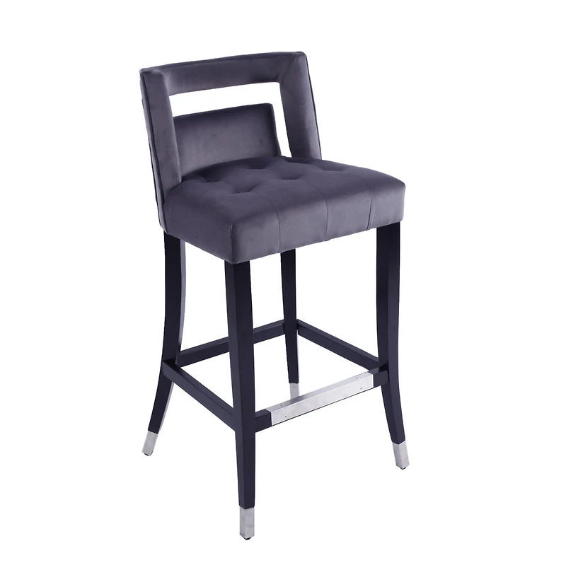 Streamdale Suede Velvet Nailhead Barstool Set (2) - 30" Height