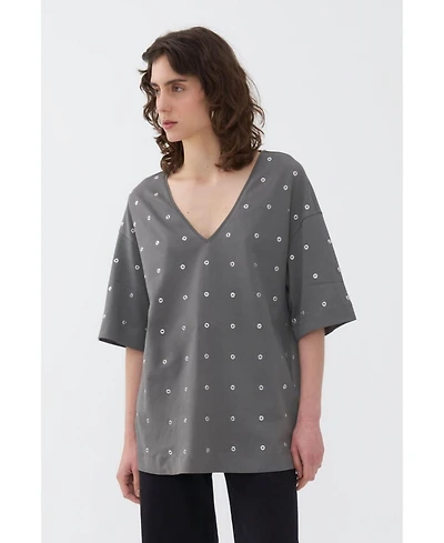 Nocturne Women's Metal Ring Embroidered T-Shirt
