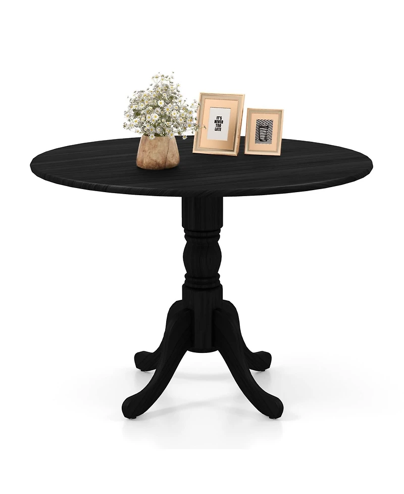 4-Person Dining Table Wooden Kitchen with Solid Rubber Wood Frame for