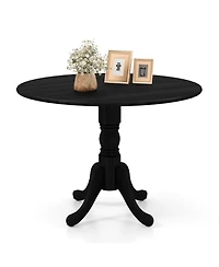 4-Person Dining Table Wooden Kitchen with Solid Rubber Wood Frame for