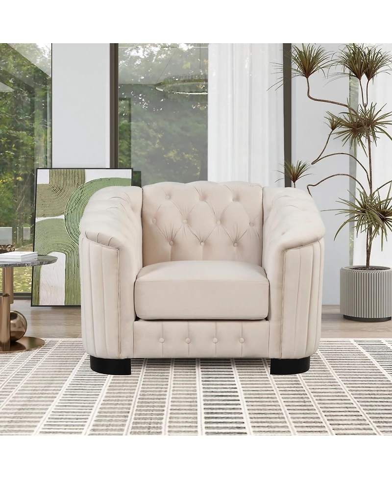 Streamdale Furniture 41.5" Velvet Upholstered Accent Sofa, Modern Single Sofa Chair With Thick Removable Seat Cushions