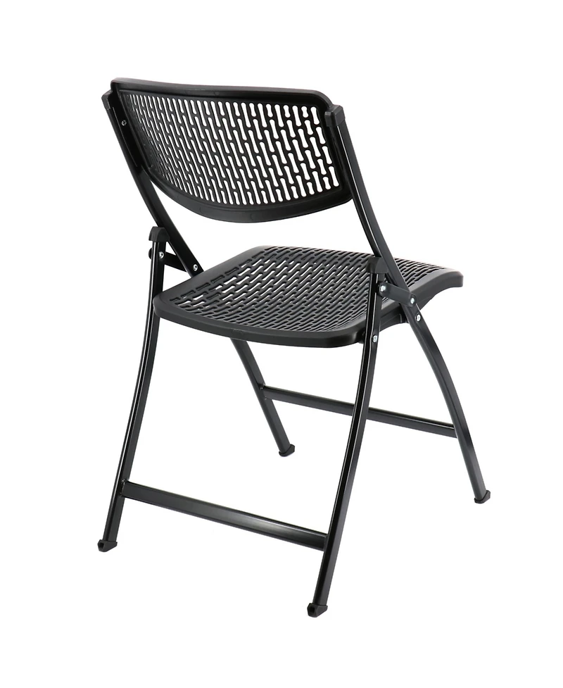 Elama 4 Piece Plastic Mesh Folding Chair in Black
