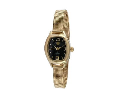 Peugeot Women's Dial Sun Moon Watch 30x20mm Calendar Mesh Bracelet