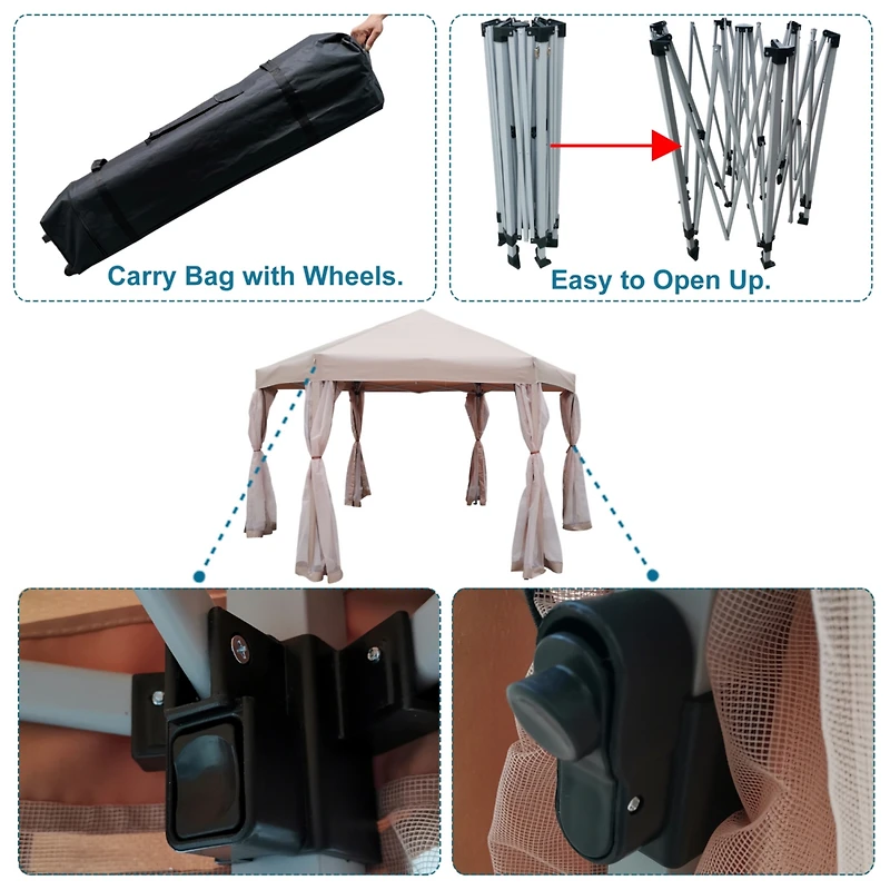 Streamdale 13 Ft. W X 13 Ft. D X 9.2FT Pop-Up Gazebo Tent Outdoor Canopy