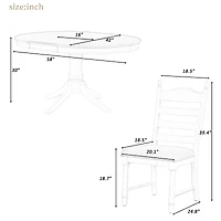 Simplie Fun 5-Piece Retro Functional Dining Table Set Wood Round Extendable Dining Table And 4