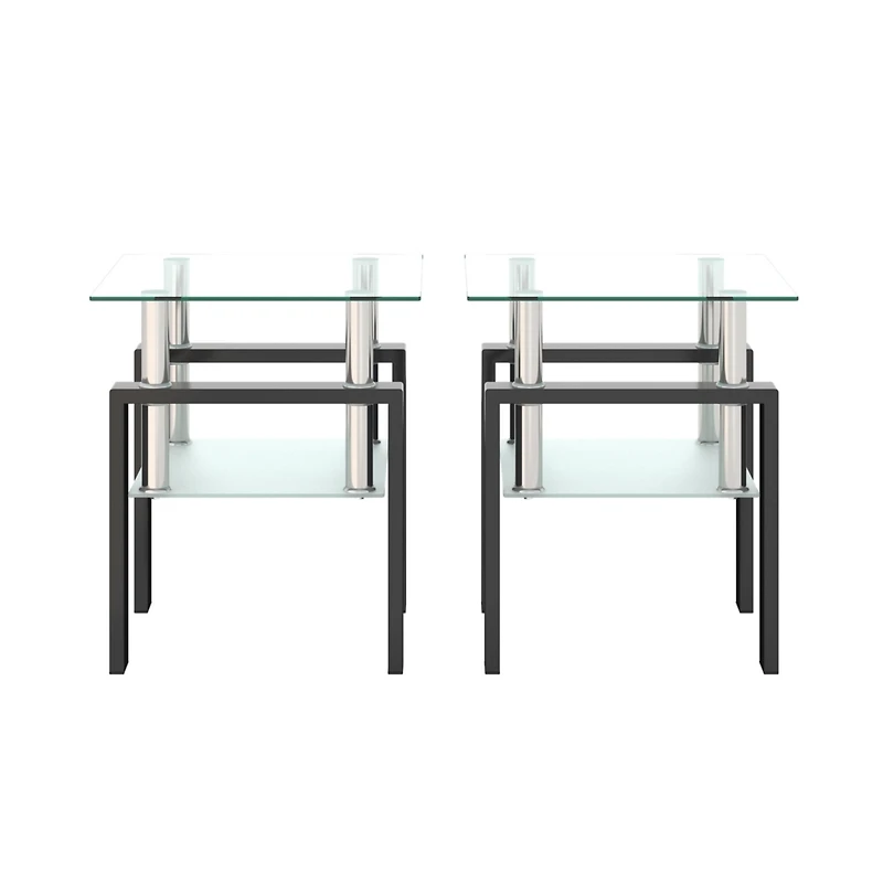 Streamdale Modern Tempered Glass Square Coffee Table Set