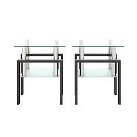 Streamdale Modern Tempered Glass Square Coffee Table Set
