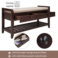 Streamdale Multipurpose Entryway Bench with Seat and Drawers (Espresso)
