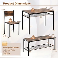 Costway 4 Pcs Dinette Set for Small Place Breakfast Nook Modern Dining Table with 2 Chairs