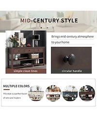 Simplie Fun Retro Design Console Table With Two Open Shelves, Pine Solid Wood Frame And Legs