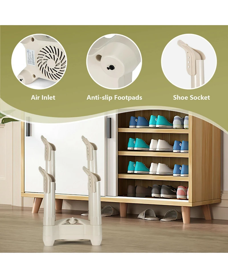 Slickblue Electric Shoe and Boot Dryer with Timer Heat Blower-White