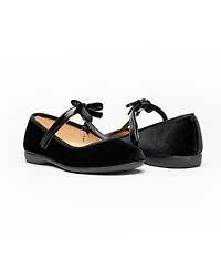 Childrenchic Girls Velvet T-Straps Black