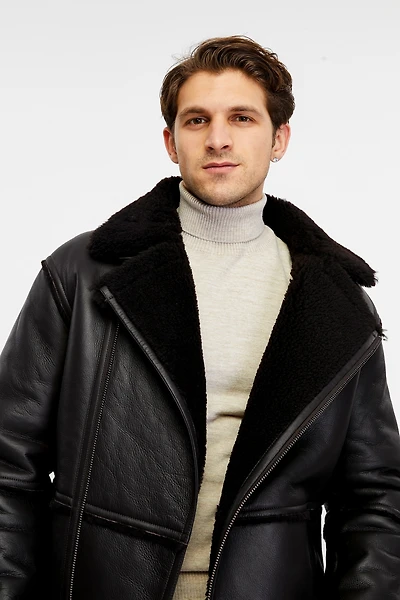 Furniq Uk Men's Fashion Leather Jacket Wool, Dark Brown