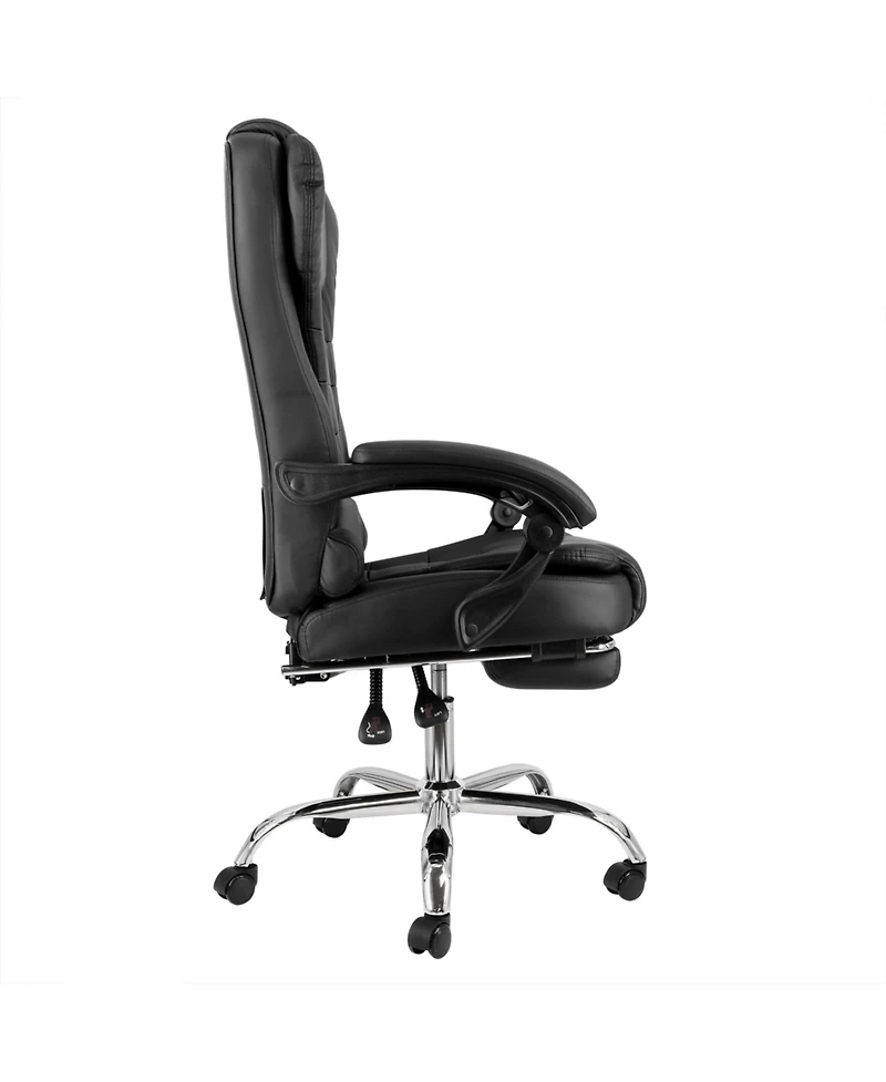 Elama High Back Adjustable Faux Leather Office Chair in Black with Adjustable Footrest