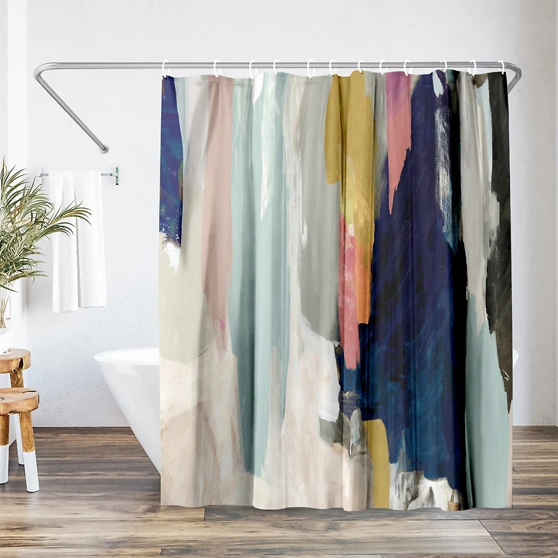 71x74 Abstract Shower Curtain - Somber by Pi Creative Art