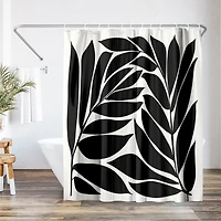 71x74 Floral Shower Curtain - Black Seagrass Shapes by Modern Tropical