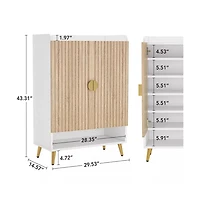 Tribesigns Shoe Cabinet with Doors, Entryway Shoe Storage Cabinet with Adjustable Shelves, Wood Color