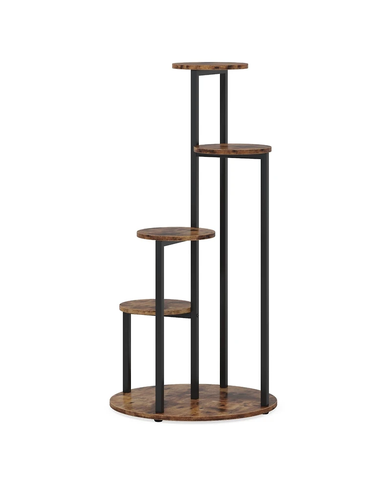 Tribesigns Corner Plant Stand Indoor, 4-Tier Tall Plant Shelf Holders for Multiple Potted Plants, Wood Flower Pot Stands with Metal Frame for Balcony