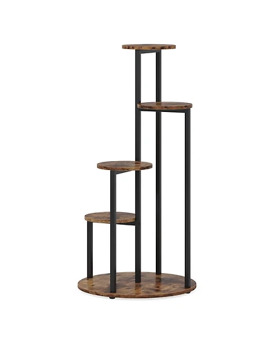 Tribesigns Corner Plant Stand Indoor, 4-Tier Tall Plant Shelf Holders for Multiple Potted Plants, Wood Flower Pot Stands with Metal Frame for Balcony
