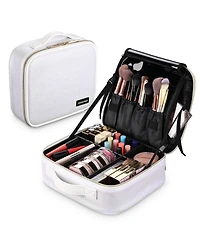 Byootique Portable Glitter Makeup Train Case Brush Holder Cosmetic Bag Travel