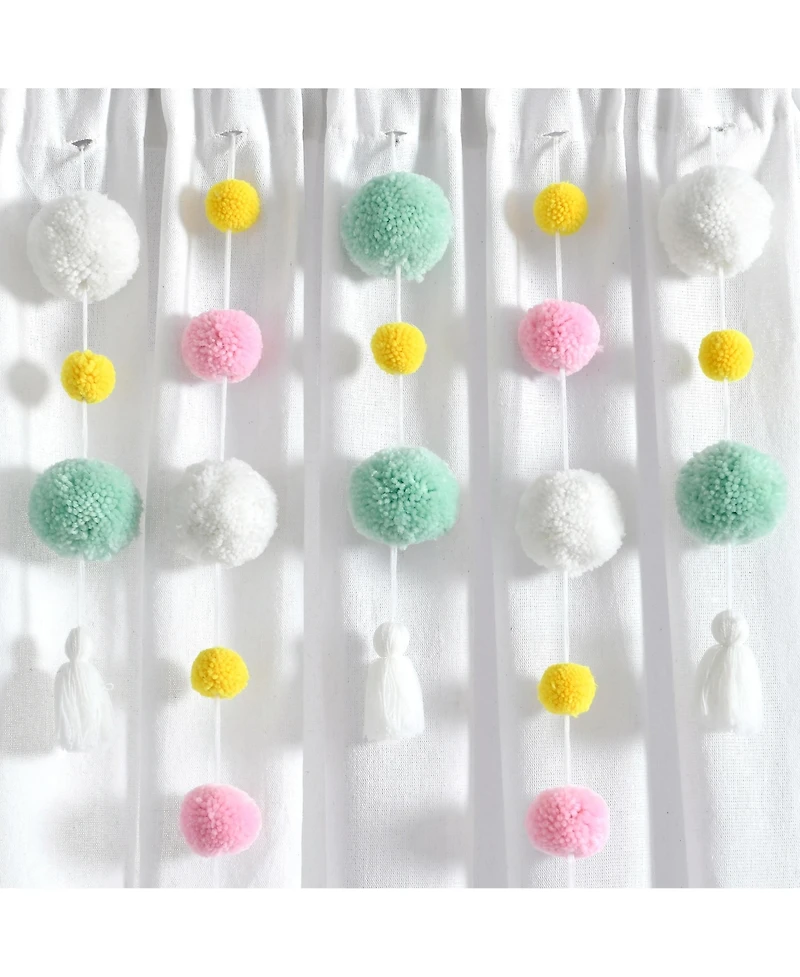 Lush Decor Boho Pom Tassel Linen Window Curtain Panel