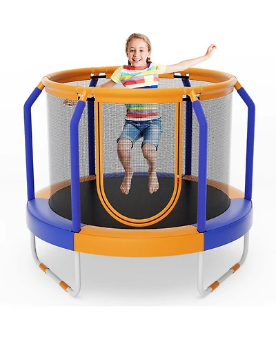 48" Mini Trampoline with Enclosure Heavy-Duty Metal Frame U-shaped Legs