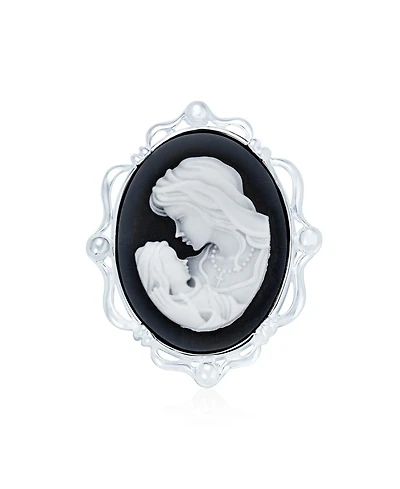 Bling Jewelry Classic Antique Brooche Pin Blue White Victorian Lady Cameo Pendant & Necklace