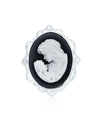 Bling Jewelry Classic Antique Brooche Pin Blue White Victorian Lady Cameo Pendant & Necklace