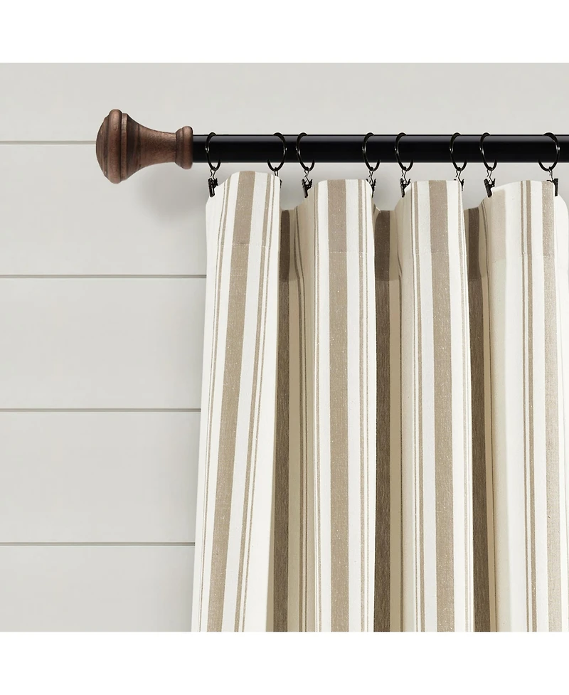 Lush Decor Farmhouse Stripe Yarn Dyed Eco-Friendly Recycled Cotton Window Curtain Panels