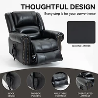 Simplie Fun Black Leather Power Lift Recliner with Heat Massage