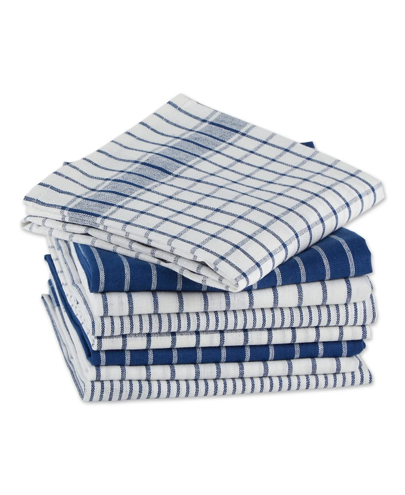Design Imports Everyday Basic Collection Woven Dishtowel Set, 20x28", Nautical Blue, 8 Piece