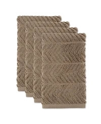 Design Imports Luxury Bar Mop Collection Chevron Dishtowel Set, 16x19", Stone, 4 Piece