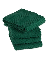 Design Imports Luxury Bar Mop Collection Chevron Dishtowel Set, 16x19", Dark Green, 4 Piece