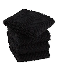 Design Imports Luxury Bar Mop Collection Chevron Dishtowel Set, 16x19", Black, 4 Piece