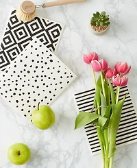 Design Imports Swedish Dishcloths for Kitchen Cleaning, Machine Washable Dishwasher Safe, 7.75 x 6.75", Black White, 3 Piece