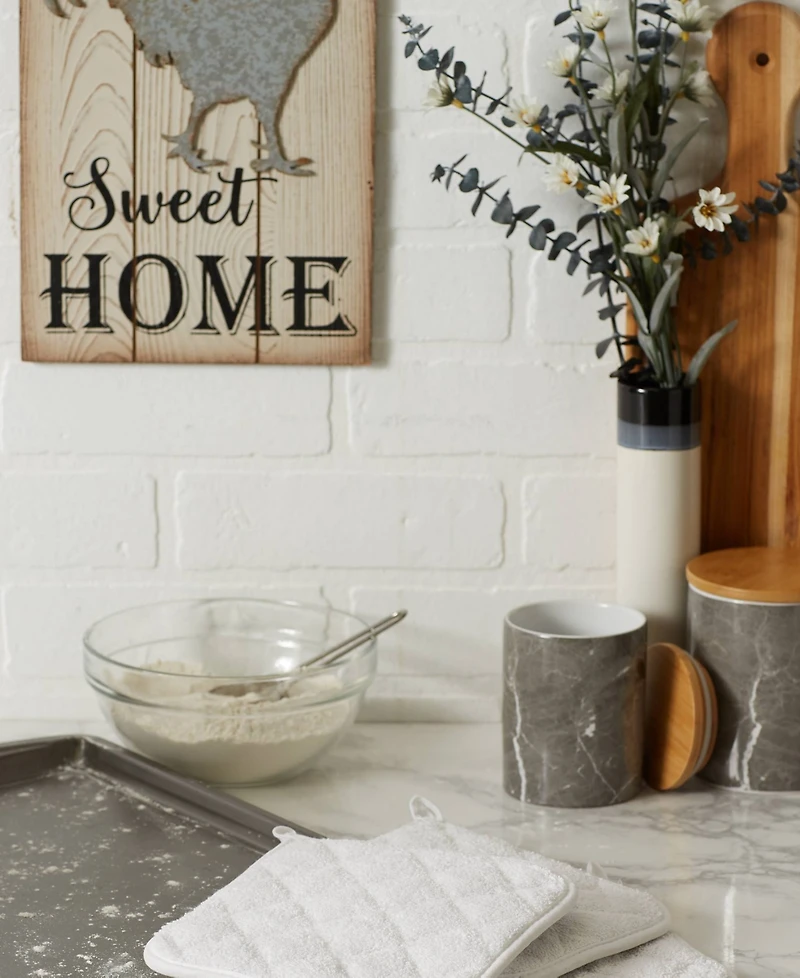 Design Imports Basic Kitchen Collection, Quilted Terry, White, Potholder